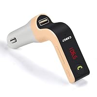 HADIY Bluetooth FM Transmitter Wireless Radio Adapter Car AUX Bluetooth Hands Free Car Kit USB Car Charger Support TF Card AUX Input Iphone6 7/8/PLUS Samsung Smartphone (Gold)
