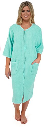 Tom Franks Ladies Pure Cotton Zip Through Towelling Dressing Gown LN728 Mint 16-18