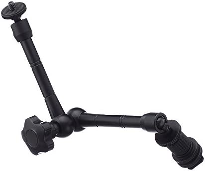GkGk 11 Inch Articulating Magic Arm, Aluminum Alloy Friction Adjustable Stand with Convert Screws Suitable for DSLR Camera Rig, LCD Monitor, DV Monitor, LED Lights, Flash Light and Microphone