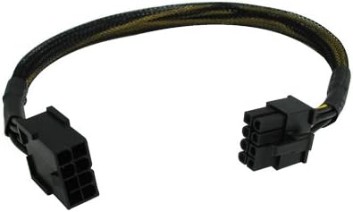 12" 8-Pin PCI-Express PCI-E Video Card Power Male to Female Extension Cable with Black Sleeve