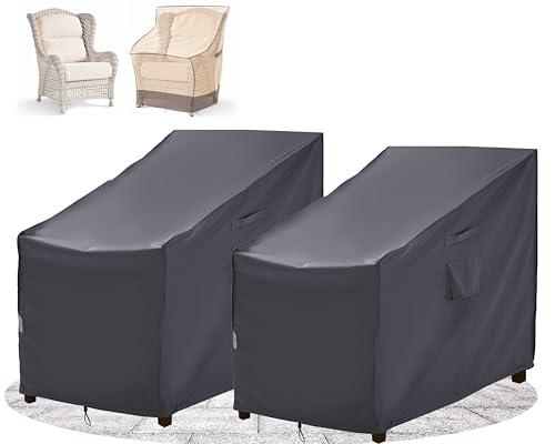 F&J Outdoors 2-Piece Outdoor Armchair Cover 89 x 99 x 65.5/89 cm Waterproof | Designed for grey patio recliners; rain resistant finish against dust, sun, moisture and dirt, easy to put on
