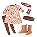 Maplelea Florabundance Dress and Boots Outfit for 18 Inch Dolls Like American Girl, Clothing for Dolls