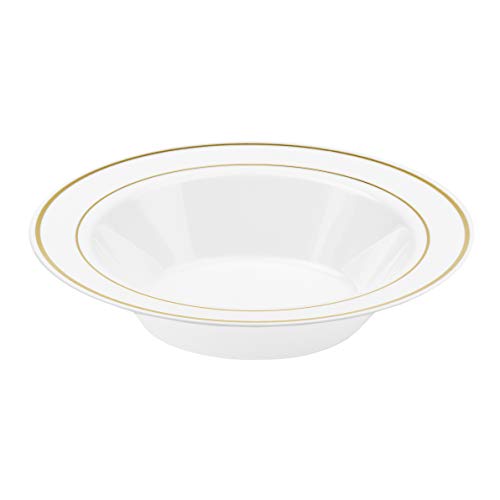 NYHI Plastic Disposable Soup Bowls (14 ounces) | Single Use Recyclable Dinnerware for Household, Restaurant, Weddings & Parties | BPA-free, Durable, Heat-Resistant Soup Plate & Salad Bowl | 50 Pack