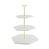 3 Tier Hexagonal Dessert Cake Stand (T-Shaped Handle - Gold)