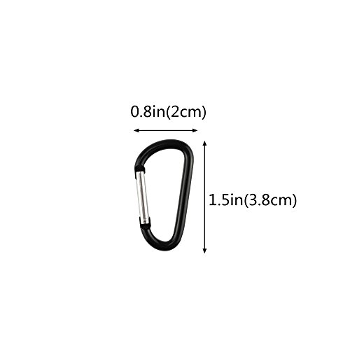 Swatom Aluminum Alloy Carabiner Clip 1.5 Inches Carabiners Spring Snap Hook Keyring for Traveling Hiking Camping Keychains Outdoor Accessories Black (10 Pcs)