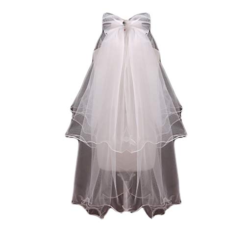 Flower Girl Catholic Religious First Communion Veil Headband with Bow MGV06 - Thumbnail 3