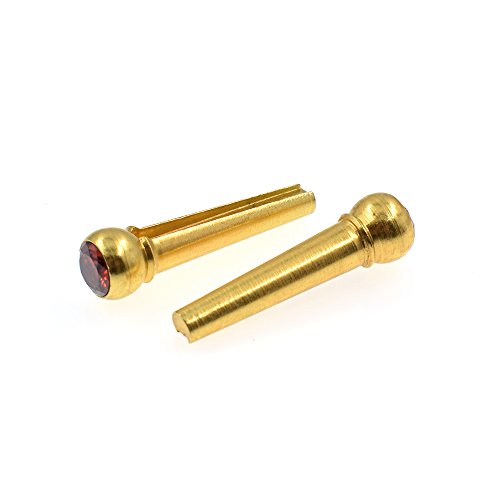 CLOUDMUSIC Guitar Bridge Pins Round Head 6pcs Brass Copper for Guitar With Guitar Bridge Pin Puller (Crystal Red)
