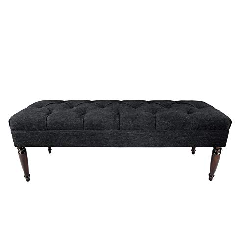 MJL Furniture Designs Claudia Collection Upholstered Diamond Tufted Bedroom Accent Bench, Belfast Series, Charcoal