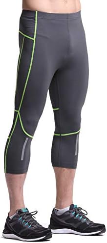 Leevy 3/4 Compression Capris Running Tights for Men&Youth Boy Base Layer Workout Leggings Pants