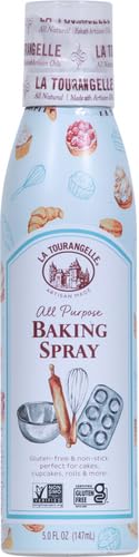 LA TOURANGELLE, ALL PURPOSE BAKING SPRAY, GLUTEN-FREE, NON-STICK, CHEMICAL FREE AND PROPELLANT FREE, EXPELLER-PRESSED COOKING SPRAY OIL, 5 FL OZ