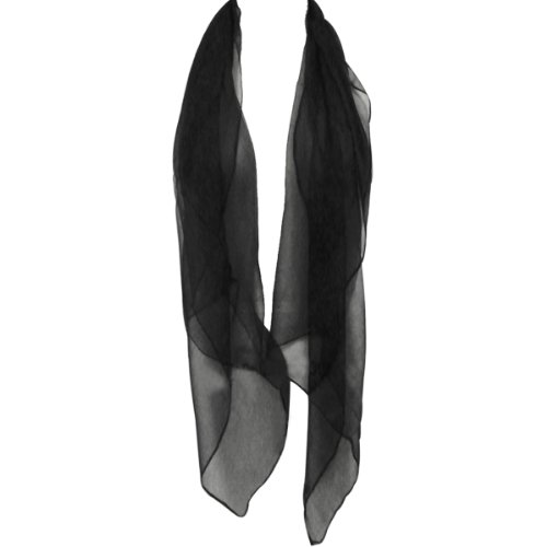 Wrapables Solid Color 100% Silk Long Scarf, Black
