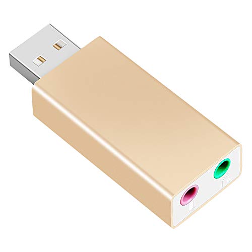 USB Audio Adapter, External USB Sound Card for PC/Mac/Laptop, Xmall USB Sound Card (Gold) - Thumbnail 7