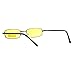 SA106 Small Mens Rectangular Metal Rim Classic Color Lens Sunglasses Gunmetal Yellow