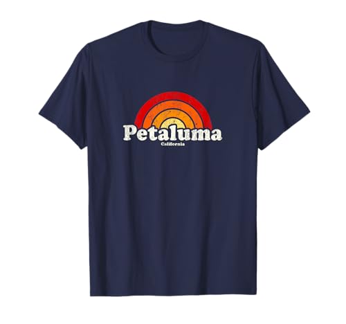 Petaluma California CA Vintage 70s Retro Rainbow Design T-Shirt