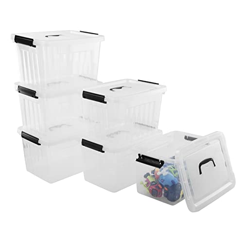 Ucake 10 L Clear Plastic Storage Box, Plastic Latch Box with Lid and