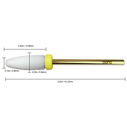 Beauticom (Grit: XF- EXTRA FINE) Professional USA Ceramic White Flame Cone Shaped Bit Nail Drill 3/32" Shank Size