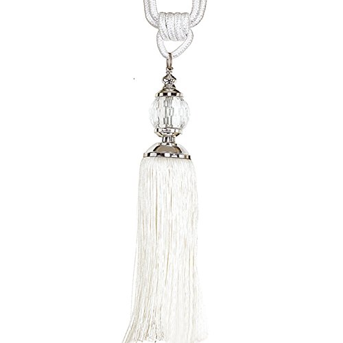 SHZONS 1 Pair Handmade Crystal Tassel Curtains Tiebacks Rope Curtains Buckle Holdbacks