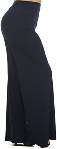 Plus Size Women's High Waist Stretchy Solid Palazzo Pants Made in USA 3X Navy