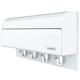 .Gideon Indoor 4-Line Laundry Retractable Clothesline - Wall Mounted Clothes Dryer with 4 Bonus Hanging Hooks - Instantly Adds 40 Feet of Drying Rack Space - 10 Free Clothespins Included [UPGRADED]