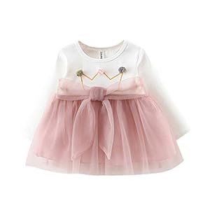 Baby Meisjes Jurk 6-18 M Kant Stiksels Tutu Prinses Jurken Kids Baby Tule Rok Kroon Haarbal Strik lange Mouw Gebreide…