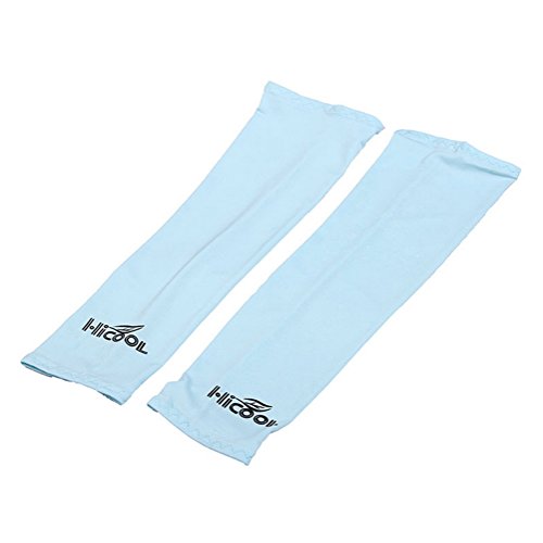 BabyPrice Ice Silk Arm Sleeves UV Sun Protective Arm Protector Sun Protection Warmer Cooler 1 Pair Black for Bike Hiking Golf Outdoor Activities