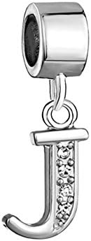 Dangle A-Z Letter Initial Charm Clear Alphabet Beads for Charm Bracelets