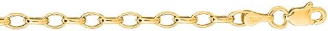 14k Yellow Gold 7 Inch 3.2mm Oval Rolo Oval Bracelet Lobster-clasp