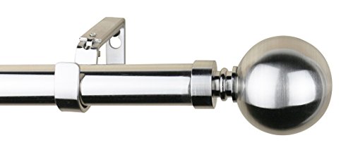 Meriville 1-Inch Diameter Ball Single Window Treatment Curtain Rod, 84-Inch to 120-Inch, Satin Nickel