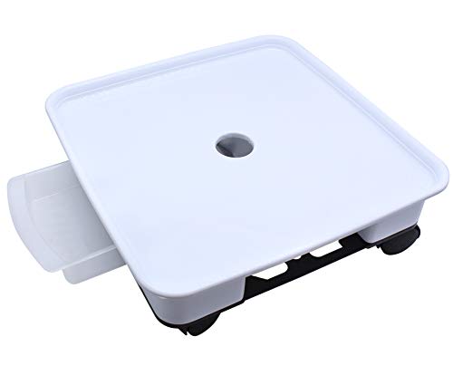 ANTETOK Plant Caddy Square Plant Dolly Trolley Saucer Moving Tray Pallet with Wheels and a Water Container White Outer 9″ Inner 7.3″