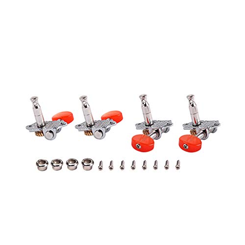 2R2L 9NB Ukulele Tuning Peg Machine Head Tuners For Ukulele 4 String Guitar with Chrome Red Buttons