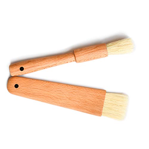 Saizone BBQ Basting Brush Nature Bristles Food Safety Pastry Brushes with Beech Wood Handle Baking Cooking Brushes Round and Flat(Pack of 2) - Thumbnail 7