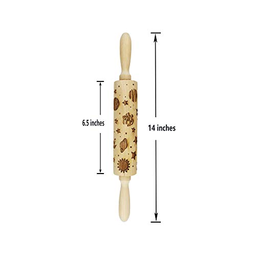 Embossed Rolling Pins with Design Christmas 3d Rolling Pin Wooden Decorative Rolling Pins for