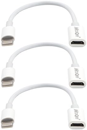 NooQee Micro USB to Lightning Cable 3-Pack, Micro USB to 8 Pin Lightning Cable Adapter 10CM Long For Android Micro USB Devices Transfer to Apple Lightning Port with All iOS Updated-White