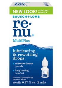 Bausch + Lomb ReNu MultiPlus Lubricating and Rewetting Soft Eye Contact Lens Drops 0.27 Fluid Ounces (Pack of 4)