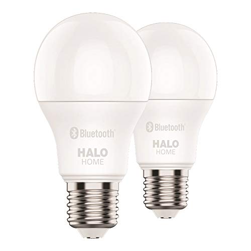 HALO HHA19089BLE40A-2PK 60-Watt Equivalent A19 Dimmable Adjustable CCT (2700K-5000K) Wireless Light Home, White (2-Pack…