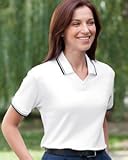 Devon & Jones Women's Tipped Perfect Pima Interlock Polo