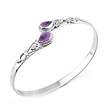 11.70gms, 3.20ct Genuine Amethyst .925 Silver Overlay Handmade Fashion Cuff Bangle Jewelry