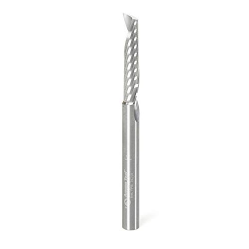Amana Tool 51497 Metric SC Spiral O Single Flute, Plastic Cutting 6 D x 30 CH x 6 SHK x 75mm Long Up-Cut CNC Router Bit with Mirror Finish