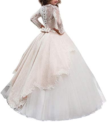 2019 Summer Dress Long Sleeve Dress Girls Wedding Dress for Girls Kids Carnival Party Princess 10 12 Year,Champagne,7