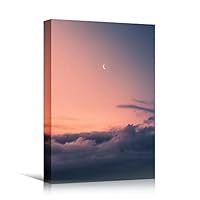 Canvas Wall Art Pink Skies and Clouds Coastal Multicolor Photography Relax/Calm Romantics Sunset - 12x18 inches