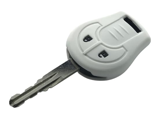 Nordecco Silicone Fob Protective Case 2 Button Compatible With Tiida, Micra, Juke, NSN14 Key Blade (White)