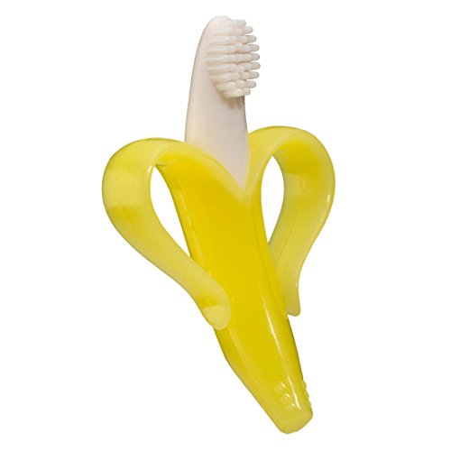 baby banana - cepillo de dientes de plátano amarillo, cepillo de dientes de entrenamiento para bebés, bebés y niños pequeños