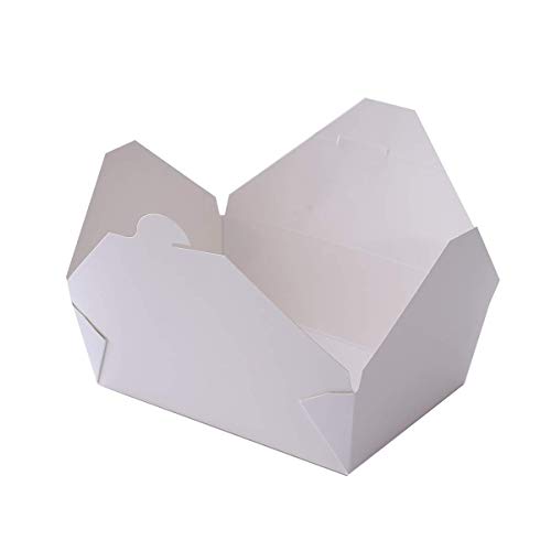 Take Out Boxes 71 Oz White Chinese Take Out Containers 40 Pack Microwaveble Folding Natural Food Boxes for Food Take Out Boxes Ideal Leak and Grease Resistant Food Containers for Restaurants