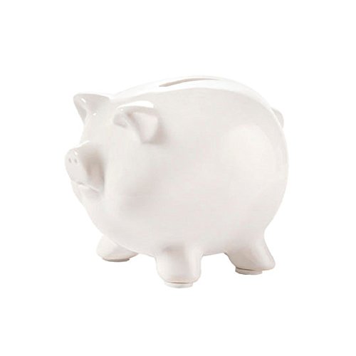 NEW WHITE PIGGY Bank Coin Safe Box