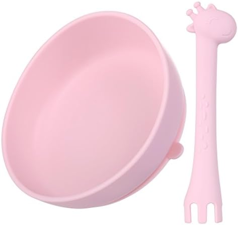 BBBiteMe Silicone Baby Suction Bowls & Baby Spoons self Feeding with no BPA for Toddler (Pink) …