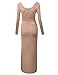 TWINTH Womens Long Sleeve Side Shirring Waist Maxi and Midi Dress