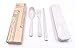 3PCS Portable Cutlery Blue Boreal Europe Style Healthy Eco-Friendly Wheat Straw Spoon Chopstick Fork Tableware set for Travel, Picnic, Camping or Just for Daily Use (Cream-colored)