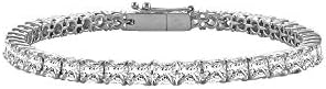 Tennis Bracelet Six Carat Princess Cut Complete AAACZ Tennis Bracelet on 925 Sterling Silver