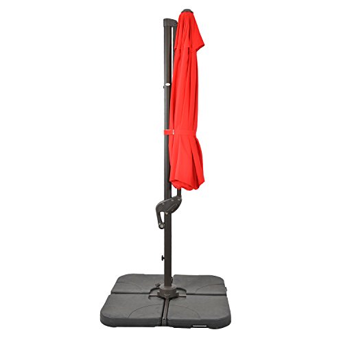 LCH Offset Cantilever Umbrella 10-Feet Aluminum Outdoor Patio Hanging Umbrella with Cross Base, Crank and Air Vent, Dark Red - Thumbnail 5