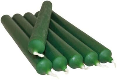 REQUISITE NEEDS Pack 10 Colourful Paraffin Wax Dinner Stick Candles Dark Green
